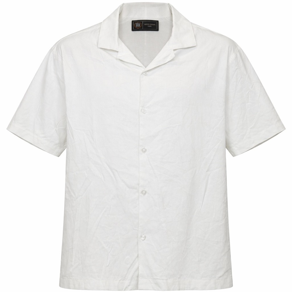 West 49 Button Down Shirt Mens Size Large White Linen Blend Short Sleeve Vacatio